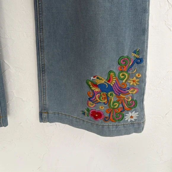 Spell Wanderlust Embroidered Denim Blue Jeans - Large - Picture 5 of 7